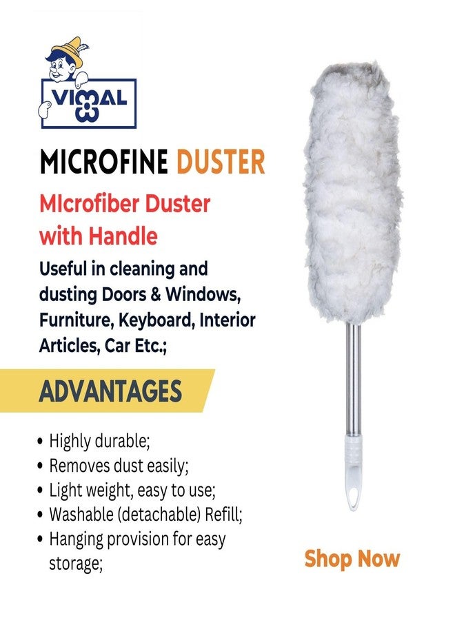 Vimal Micro-fine Duster + Golden Handle Dusting Cloth Mop Combo Set - Image 2